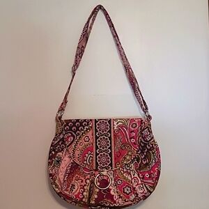 Vera Bradley quilted shoulder bag in pinks, purples & green